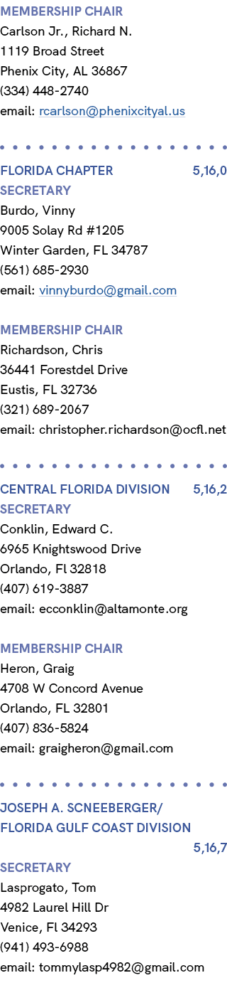 membership chair Carlson Jr., Richard N. 1119 Broad Street Phenix City, AL 36867 (334) 448 2740 email: rcarlson@pheni...
