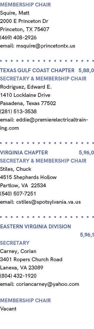 membership chair Squire, Matt 2000 E Princeton Dr Princeton, TX 75407 (469) 408 2926 email: msquire@princetontx.us TE...