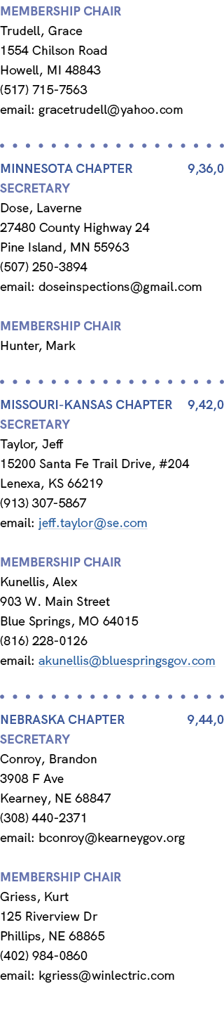 membership chair Trudell, Grace 1554 Chilson Road Howell, MI 48843 (517) 715 7563 email: gracetrudell@yahoo.com MINNE...