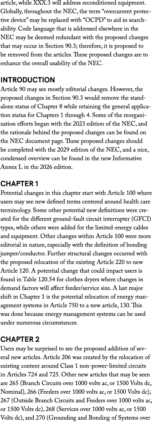 article, while XXX.3 will address reconditioned equipment. Globally, throughout the NEC, the term “overcurrent protec...