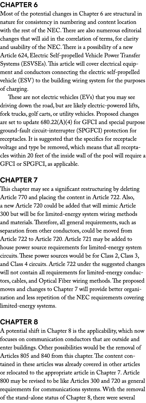Chapter 6 Most of the potential changes in Chapter 6 are structural in nature for consistency in numbering and conten...