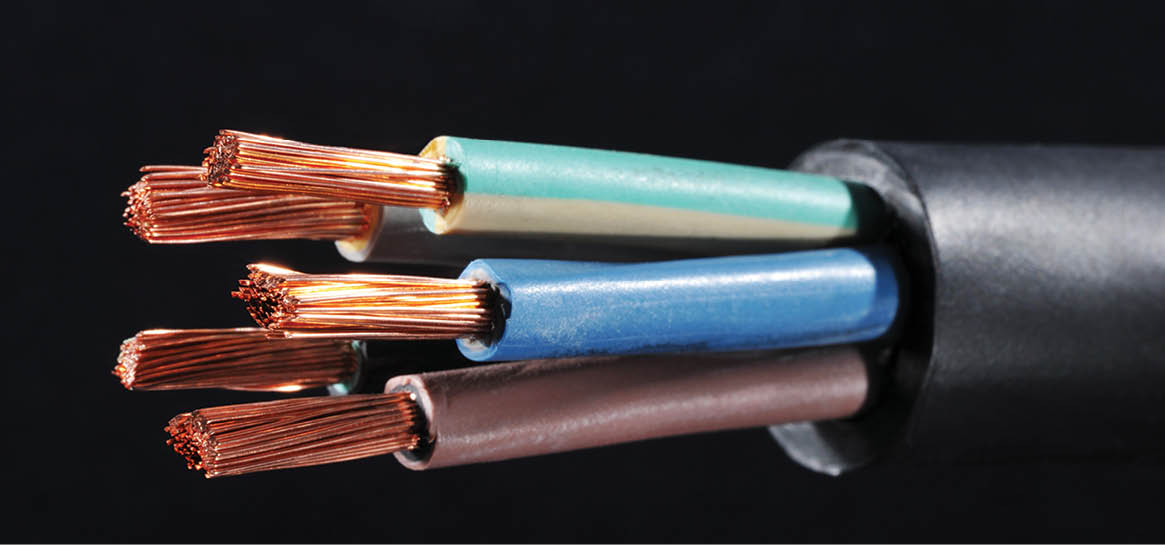 Macro detail of a stripped power cable