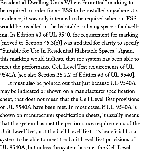 Residential Dwelling Units Where Permitted” marking to be required in order for an ESS to be installed anywhere at a ...