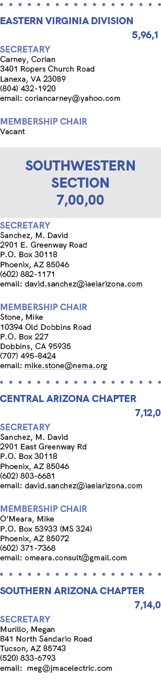  EASTERN VIRGINIA Division 5,96,1 Secretary Carney, Corian 3401 Ropers Church Road Lanexa, VA 23089 (804) 432 1920 em...