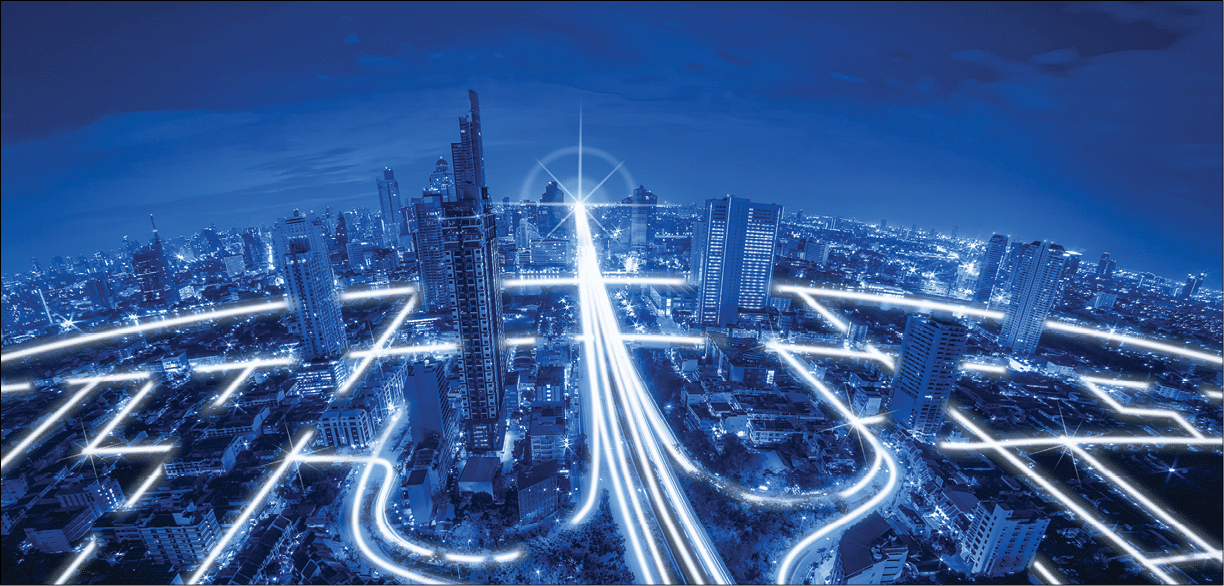 High Angle View Of Light Trails On Highway At Night