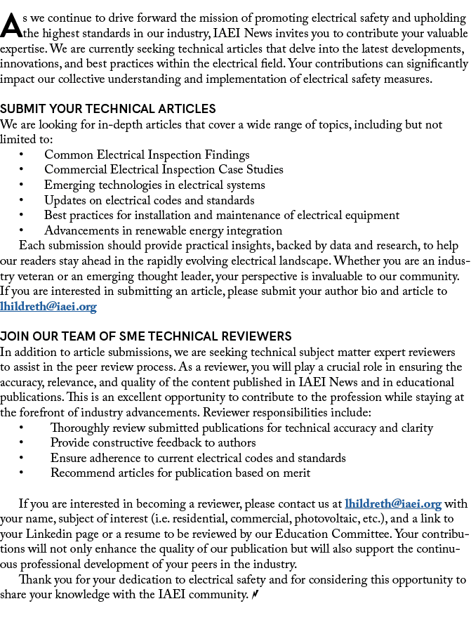 As we continue to drive forward the mission of promoting electrical safety and upholding the highest standards in our...
