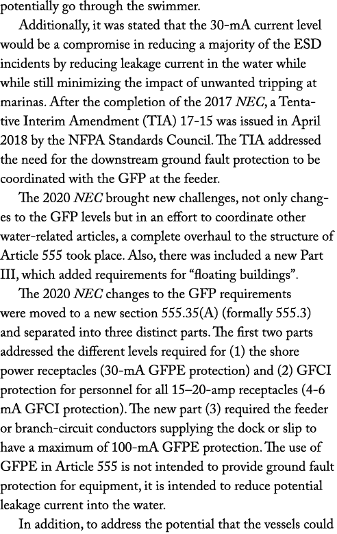 potentially go through the swimmer. Additionally, it was stated that the 30 mA current level would be a compromise in...