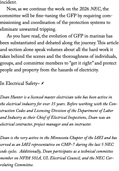 incident. Now, as we continue the work on the 2026 NEC, the committee will be fine tuning the GFP by requiring commis...