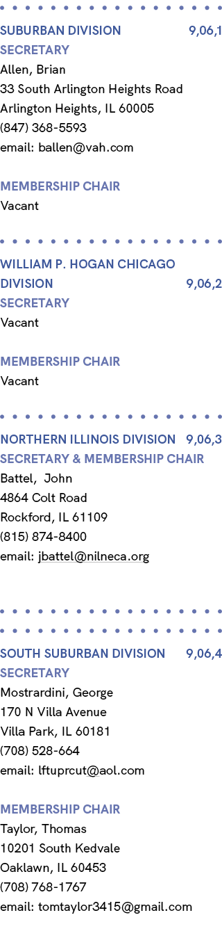  SUBURBAN DIVISION 9,06,1 Secretary Allen, Brian 33 South Arlington Heights Road Arlington Heights, IL 60005 (847) 36...