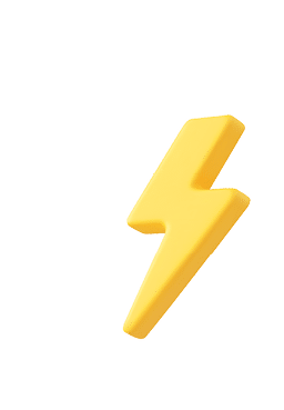 A yellow lightning bolt on a white background. Description generated by AI