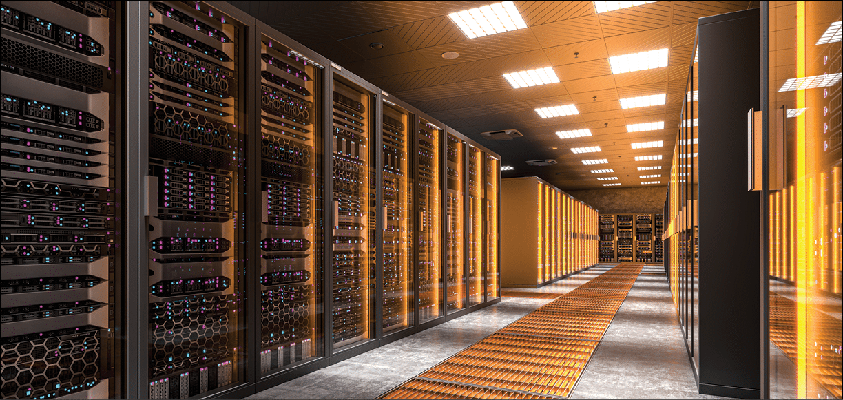 Server room with modern technologies