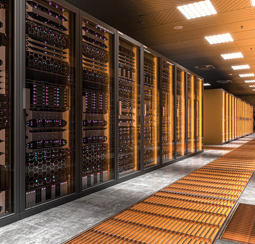 Server room with modern technologies