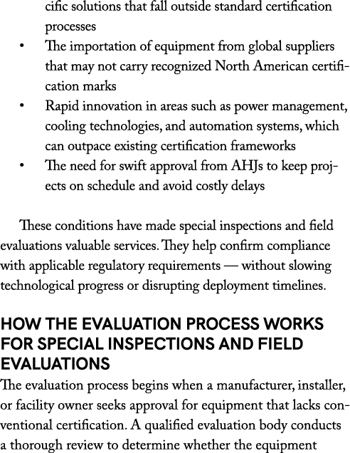 cific solutions that fall outside standard certification processes • The importation of equipment from global supplie...
