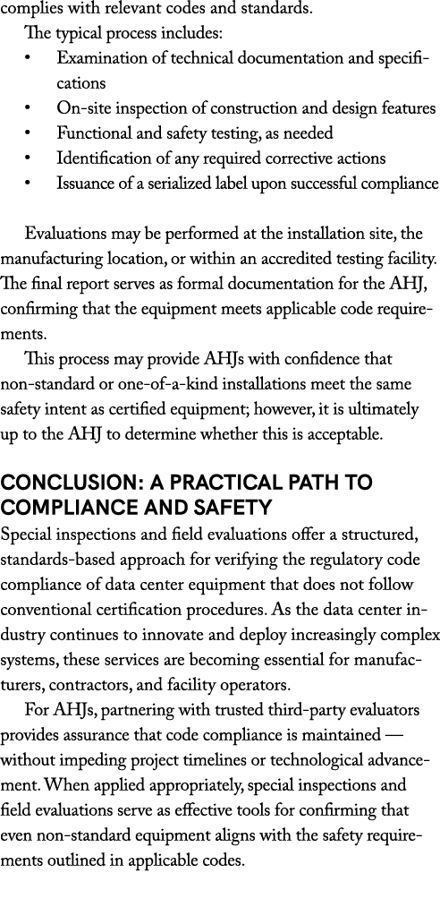 complies with relevant codes and standards. The typical process includes: • Examination of technical documentation an...