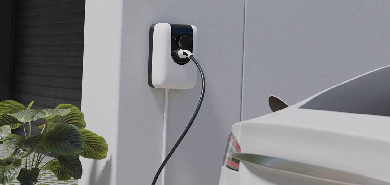 Ev car charging with ev charger at home