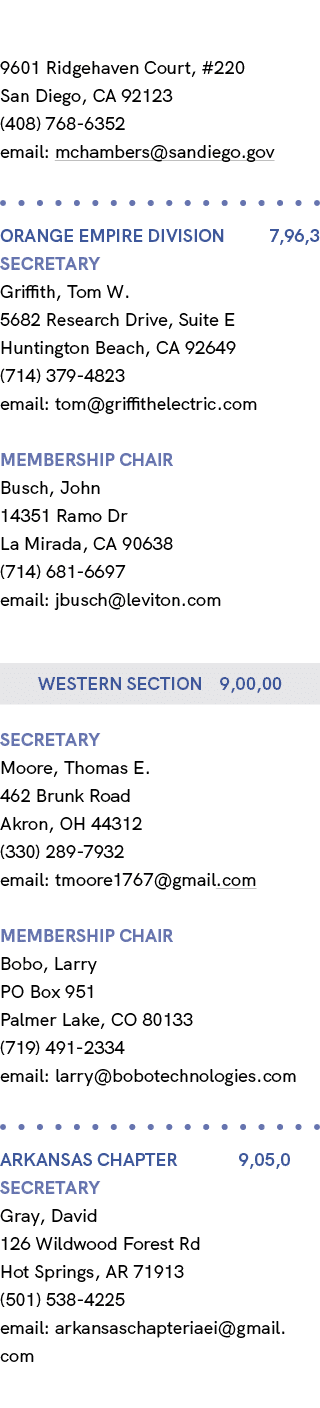 9601 Ridgehaven Court, #220 San Diego, CA 92123 (408) 768 6352 email: mchambers@sandiego.gov Orange EMPIRE division 7...