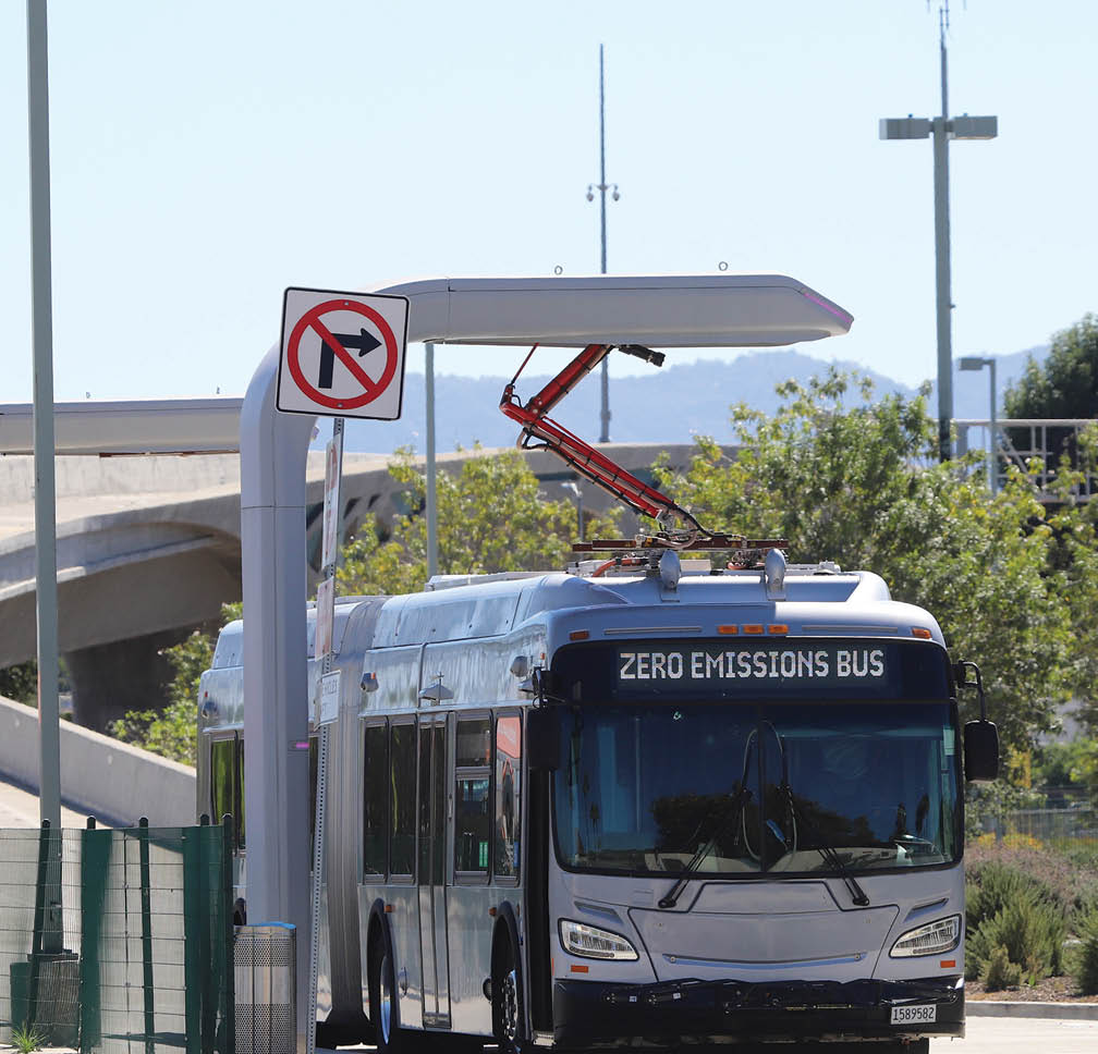 Electric Bus Charging with Pantograph.