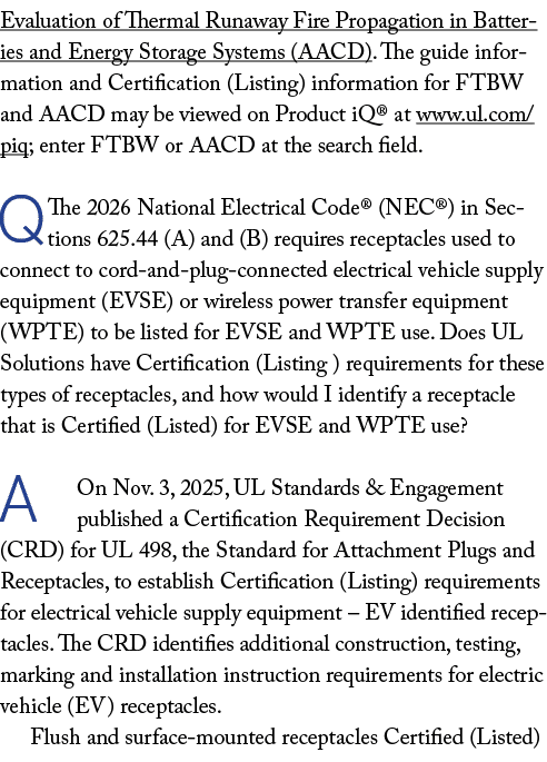 Evaluation of Thermal Runaway Fire Propagation in Batteries and Energy Storage Systems (AACD). The guide information ...