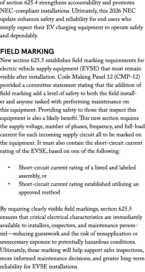 of section 625.4 strengthens accountability and promotes NEC compliant installations. Ultimately, this 2026 NEC updat...