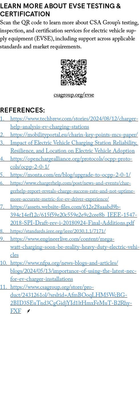 Learn More about EVSE Testing & Certification Scan the QR code to learn more about CSA Group’s testing, inspection, a...