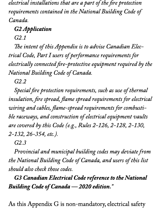 electrical installations that are a part of the fire protection requirements contained in the National Building Code ...