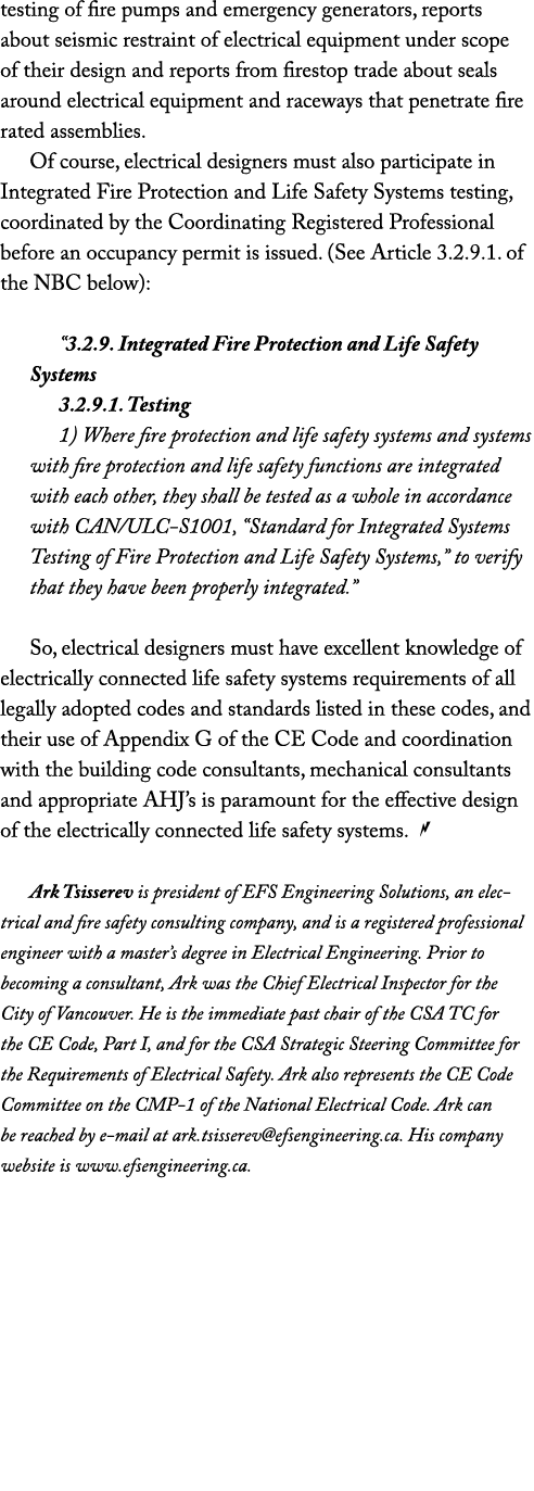 testing of fire pumps and emergency generators, reports about seismic restraint of electrical equipment under scope o...