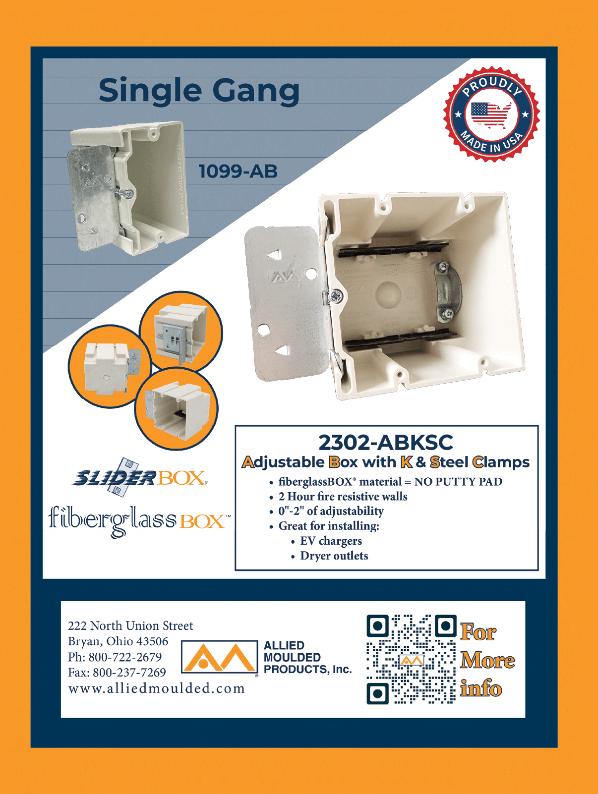 A flyer for a company called Fiber Glass Box shows a picture of a white box with a hole in it. AI generated content