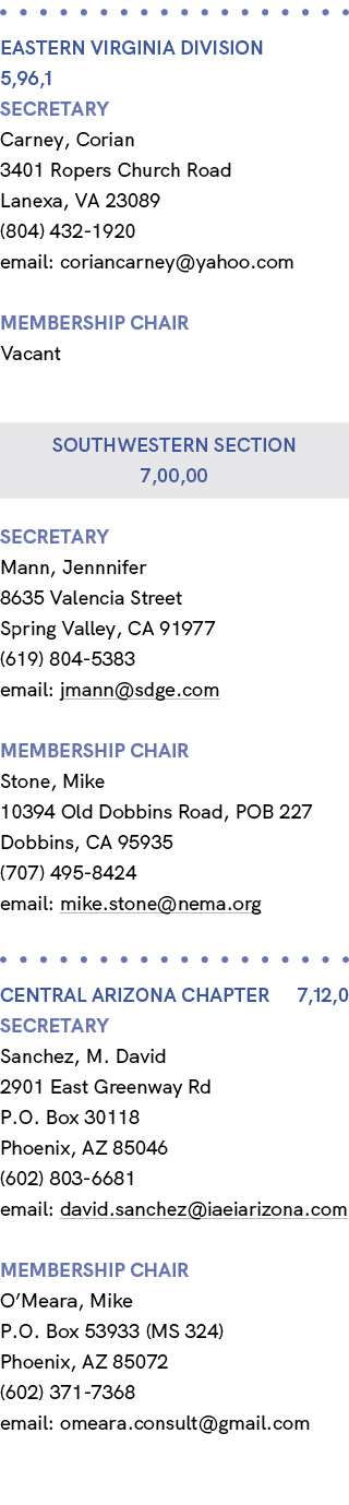  EASTERN VIRGINIA Division 5,96,1 Secretary Carney, Corian 3401 Ropers Church Road Lanexa, VA 23089 (804) 432 1920 em...